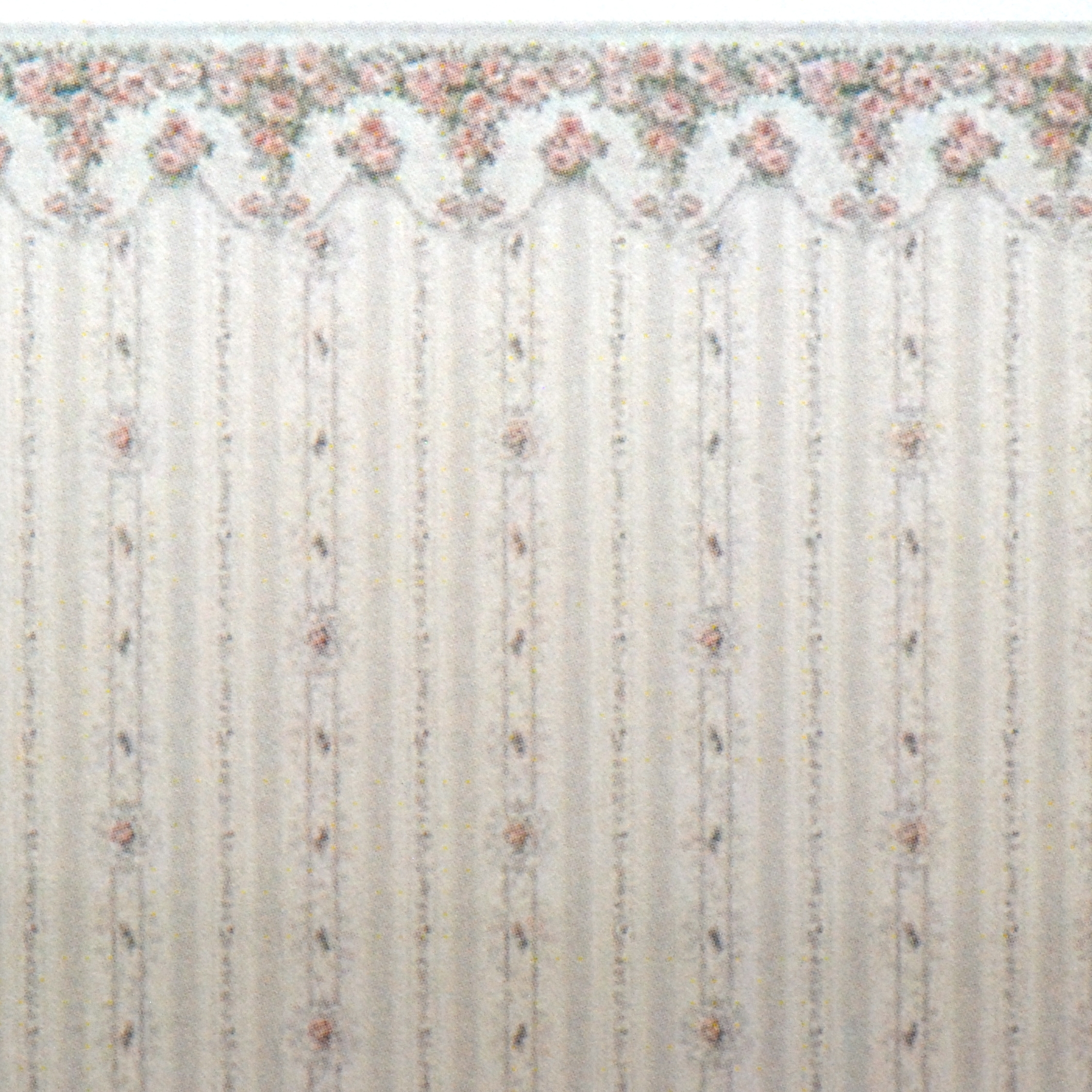 1/4" Scale Dollhouse Wallpaper 1:48 quarter scale 1930 Pink Rose Garlands 