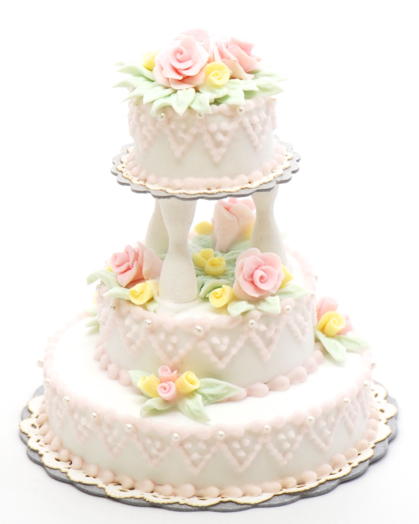 WEDDING CAKE BEAUTIFUL SIX TIER CAKE FOR 12TH SCALE DOLLS HOUSE