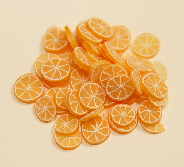 10 Large Polymer Clay Orange Tangerine Fruit Slices, Faux Fruit, Miniature  Fruit, 312a 