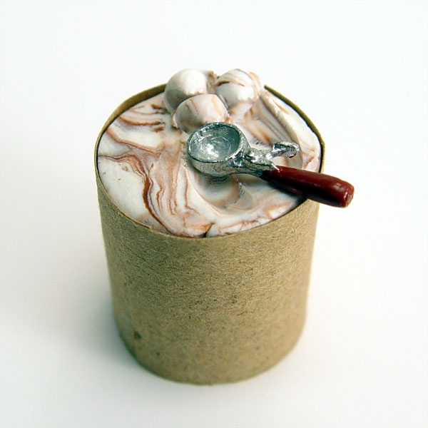 1/12 scale Miniature Bucket of Chocolate Chip Mint Ice Cream