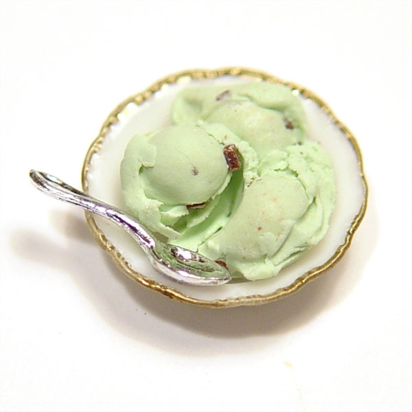 Minature Chocolate Chip Mint Ice Cream in a Bowl w/spoon | Stewart
