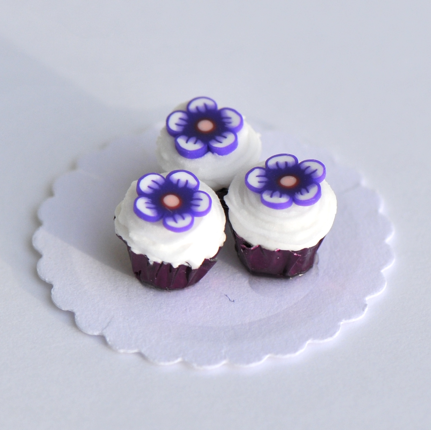 Purple Flower Cupcake | Stewart Dollhouse Creations